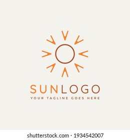 sun light minimalist line art logo template vector illustration design. simple modern sunlight, sunburn, sunshine logo concept