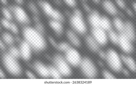 Sun Light Overlay. Tree Shadow Sunlight Effect. Sunshine Abstract Background with Shadow Shade. Vector Summer Light Behind Leaves