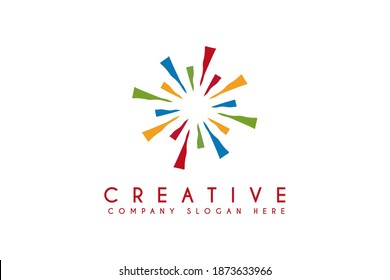 Sun light rays logo design vector illustration. Sun business logos template element design