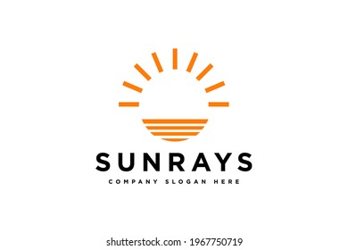 Sun light rays logo design vector illustration. Sun business logos template element design