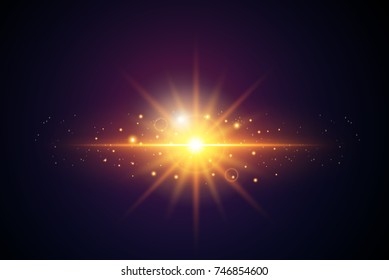 Sun Light Realistic Blur Design Star burst with sparkles. Abstract Shining Background. Vector illustration
