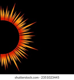 Sun light ring vector illustration on back square background.