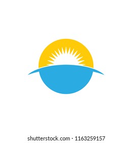 sun light in the sea circle colorful logo vector