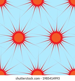 sun light seamless vector pattern , blue sky, abstract repeatable print