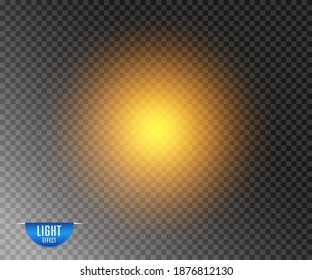 Sol, claro, amarillo, dorado. Vuelo rápido, círculo. Sin rayos. Efecto suave transparente. Objeto vectorial en un fondo aislado.