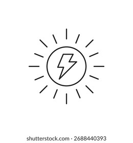 Sol con un rayo que muestra energía solar y renovable.