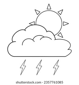 sun lightning cloud rainy sunny warning symbol nature alert beware prevent