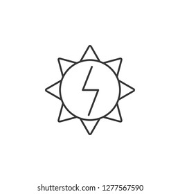 Sun with lightning sign icon. Simple outline vector of Sustainable Energy set icons for UI and UX, website or mobile application