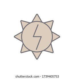 Sun with lightning sign icon. Simple outline colored vector of sustainable energy icons for ui and ux, website or mobile application
