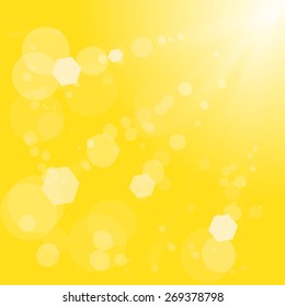 Sun Lights on Yellow Background.  Yellow Orange Summer Sun Light Burst.
