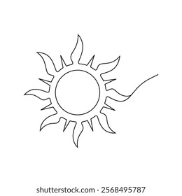  sun line art. continuous line sun