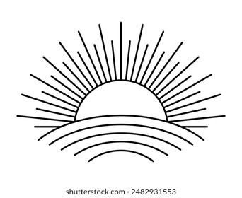 sun line art design vector illustration