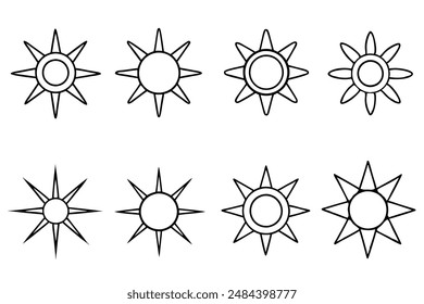 Sun Line Art Detailed Nature Inspired Solar Artwork