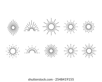 Sun Line Art Element Set 