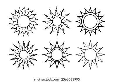  Sun Line Art Icons set.