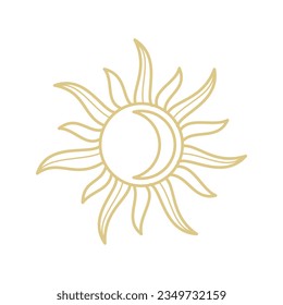 Sun Line Art Logo, Boho Sunrise Logo
