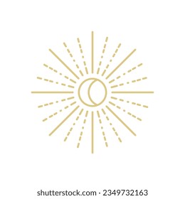Sun Line Art Logo, Boho Sunrise Logo