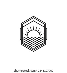 Sun line art logo design vector template