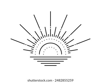 sun line art sunlight flat water vector design outline