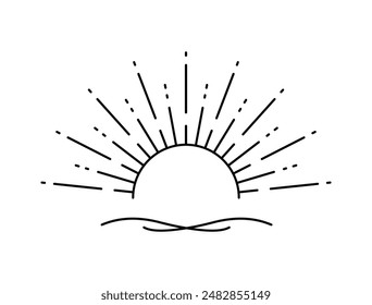 sun line art sunlight water wave vector design outline