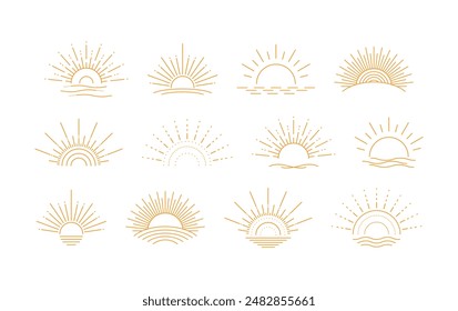 símbolo de logotipo de sunrise icon de sun line art Ilustración vectorial