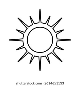 Sun Line Art Vector Outline Illustration

