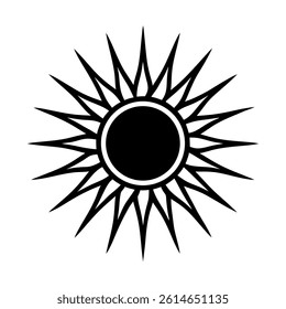 Sun Line Art Vector Outline Illustration

