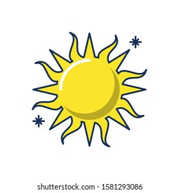 sun line and fill image vector illustration