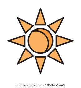 Sun line and fill style icon design, summer nature tropical season holiday sunny weather and energy theme Vector illustration