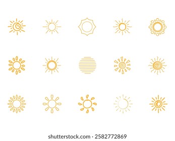 Sun Line Icon Element Set