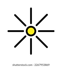 Sun line icon isolated on white background. Black flat thin icon on modern outline style. Linear symbol and editable stroke. Simple and pixel perfect stroke vector illustration.