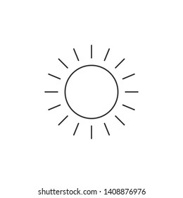 Sun line icon, outline vector, linear style pictogram, Sunny weather symbol, logo illustration. Editable stroke. Vector illustration isolated on white background.