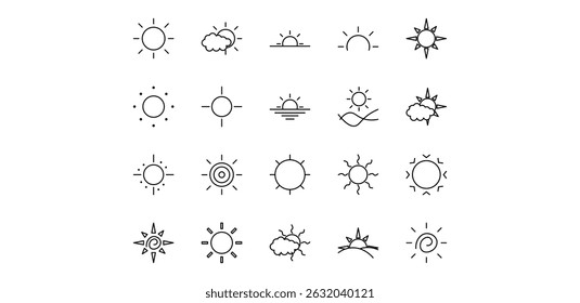 sun line icon pack illustration
