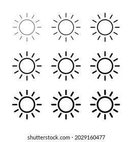 Sun Line Symbol. Einfache Kontur. Shine, warm, Web, Piktogramm, Sonnenlicht, Hitze, Symbol, Wetterkonzept. Vektorgrafik einzeln auf weißem Hintergrund. EPS10