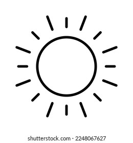 Icono de línea solar. Espacio, estrella, luz, caluroso caluroso, calor, estrella, calor, día, verano, calor, calor, calor. Concepto de naturaleza. Icono de línea de vector sobre fondo blanco para negocios y publicidad