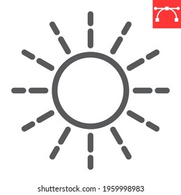 Sun line icon, summer and warm, sunshine vector icon, vector graphics, editable stroke outline sign, eps 10
