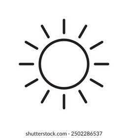Sun line icon, sun symbol isolated on white.