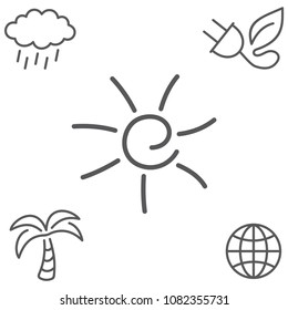 sun line icon vector ecology icon set