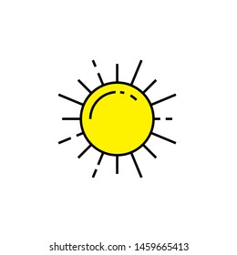 Sun line icon. Yellow sunlight symbol. Sunshine sign. Vector illustration.