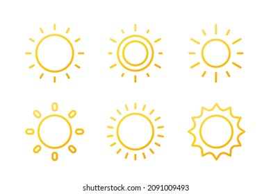 sun line icons set on white