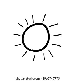 Sun Line Icons vector design black. Hand drawn sun. Simple vector icon. Cartoon sun line icon. Drawing sun, vector sketch.