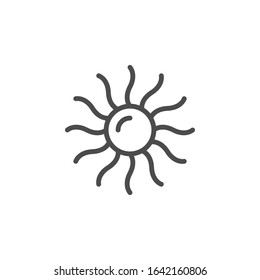 Icono de contorno de línea de sol y objeto luminoso