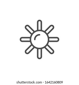 Icono de contorno de línea de sol y objeto luminoso