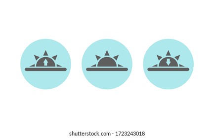 Icono simple de línea Sun. Símbolos meteorológicos. Puesta del sol. Elemento de diseño de previsión. Plantilla para aplicaciones móviles, web. Ilustración vectorial, pasos 10