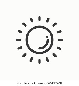 Sun line simple icon. Weather symbols. Meteorology. Forecast design element. Template for mobile app, web and widgets.Vector style linear icon. Illustration. Flat sunlight, sign. Logo