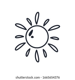 Diseño de icono de línea solar, verano naturaleza temporada tropical vacaciones sol y energía tema Vector ilustración