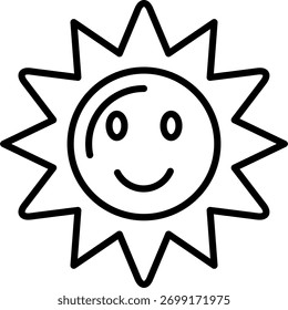 Design de ícone de vetor de linha do Sol