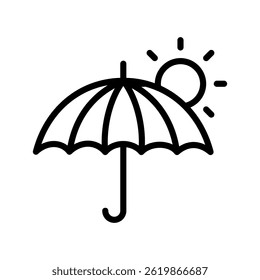 Sun Line Vector Illustration Isolated On White Background.