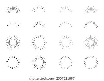 Sun line vector illustration set background frame