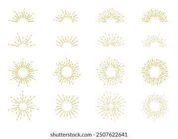 Sun line vector illustration set background frame